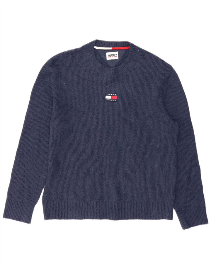Maglione maglione girocollo da uomo Tommy Hilfiger grande poliestere blu navy