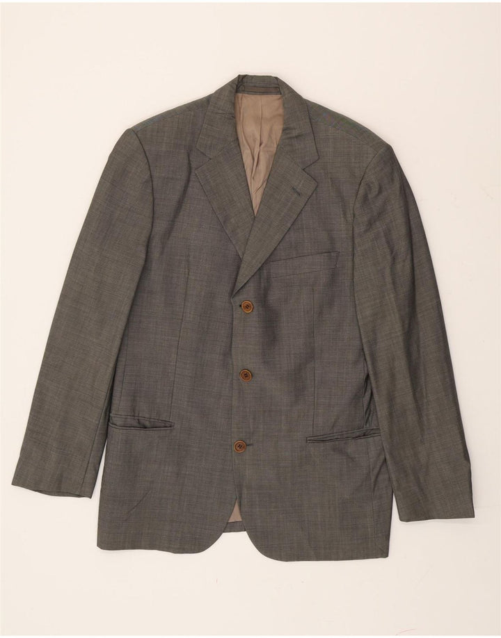 Giacca blazer da uomo a 3 bottoni Hugo Boss EU 50 grande lana vergine grigia