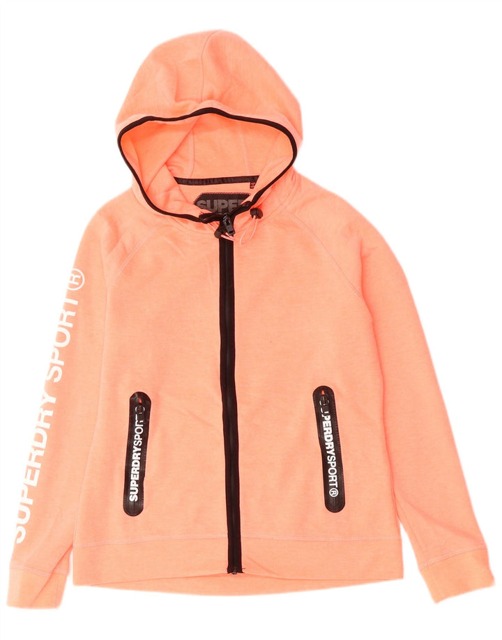 Maglione con cappuccio e zip grafica da donna SUPERDRY UK 16 Large Arancione Poliestere