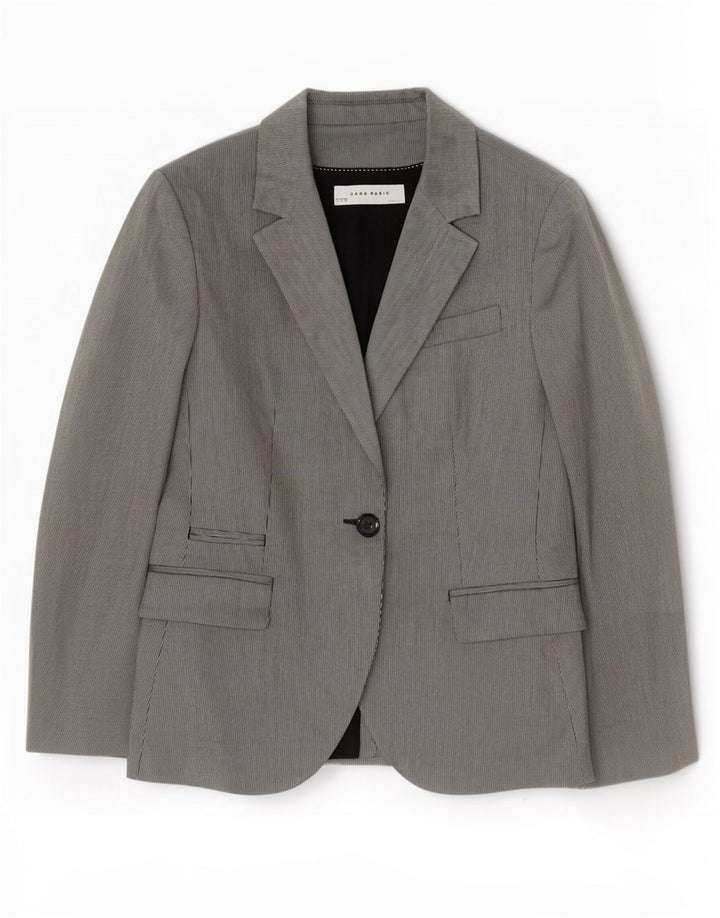 Giacca blazer a 1 bottone da donna Zara UK 12 acetato grigio medio