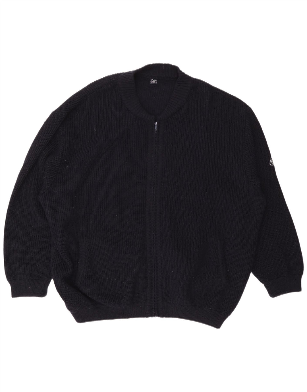 Maglione cardigan oversize da uomo vintage XL in lana blu navy