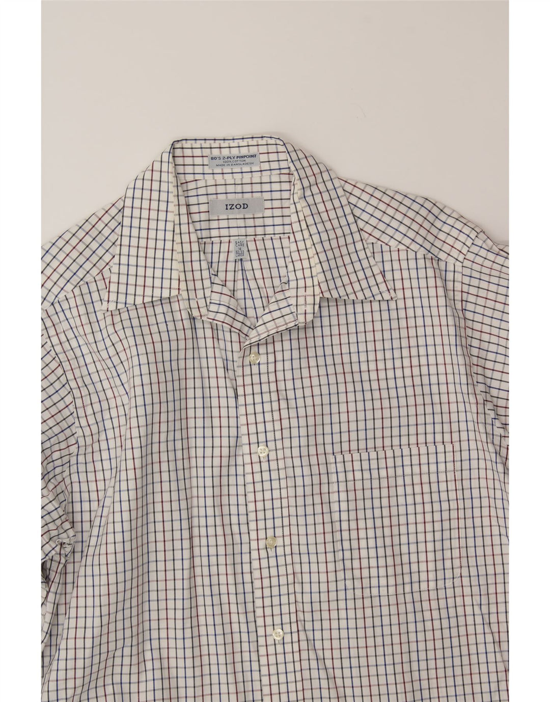 IZOD Mens Shirt Size 16 Large White Check Cotton Vintage Izod and Second-Hand Izod from Messina Hembry 