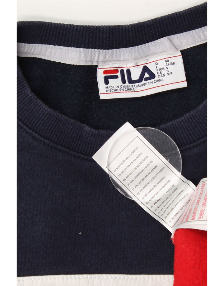 Fila Felpa grafica da uomo Maglione piccolo in cotone color block multicolore
