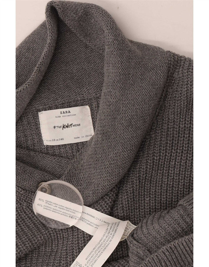 Maglione Zara per ragazzi con collo a scialle 9-10 anni in cotone grigio
