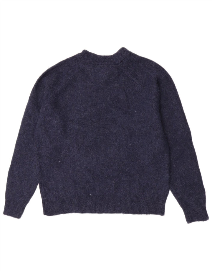 Maglione maglione girocollo da donna Zara UK 10 piccolo blu navy in poliammide