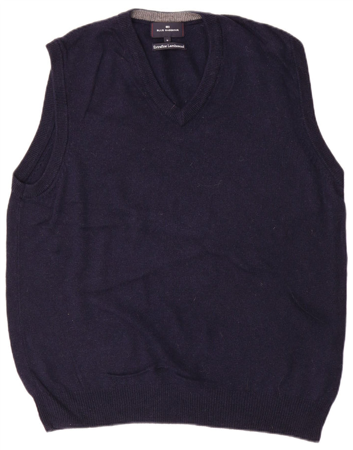 MARKS & SPENCER Canotta da uomo blu Harbour Vest media lana blu navy