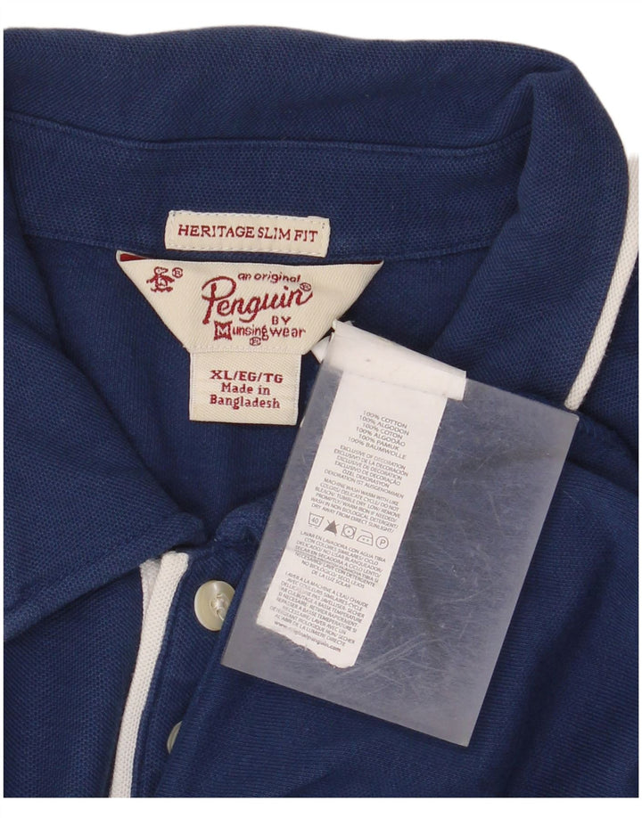 Polo da uomo slim fit PENGUIN Heritage XL in cotone blu navy