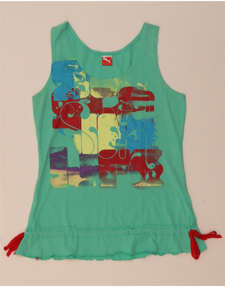 Canotta grafica da donna Puma UK 10 piccola in cotone verde
