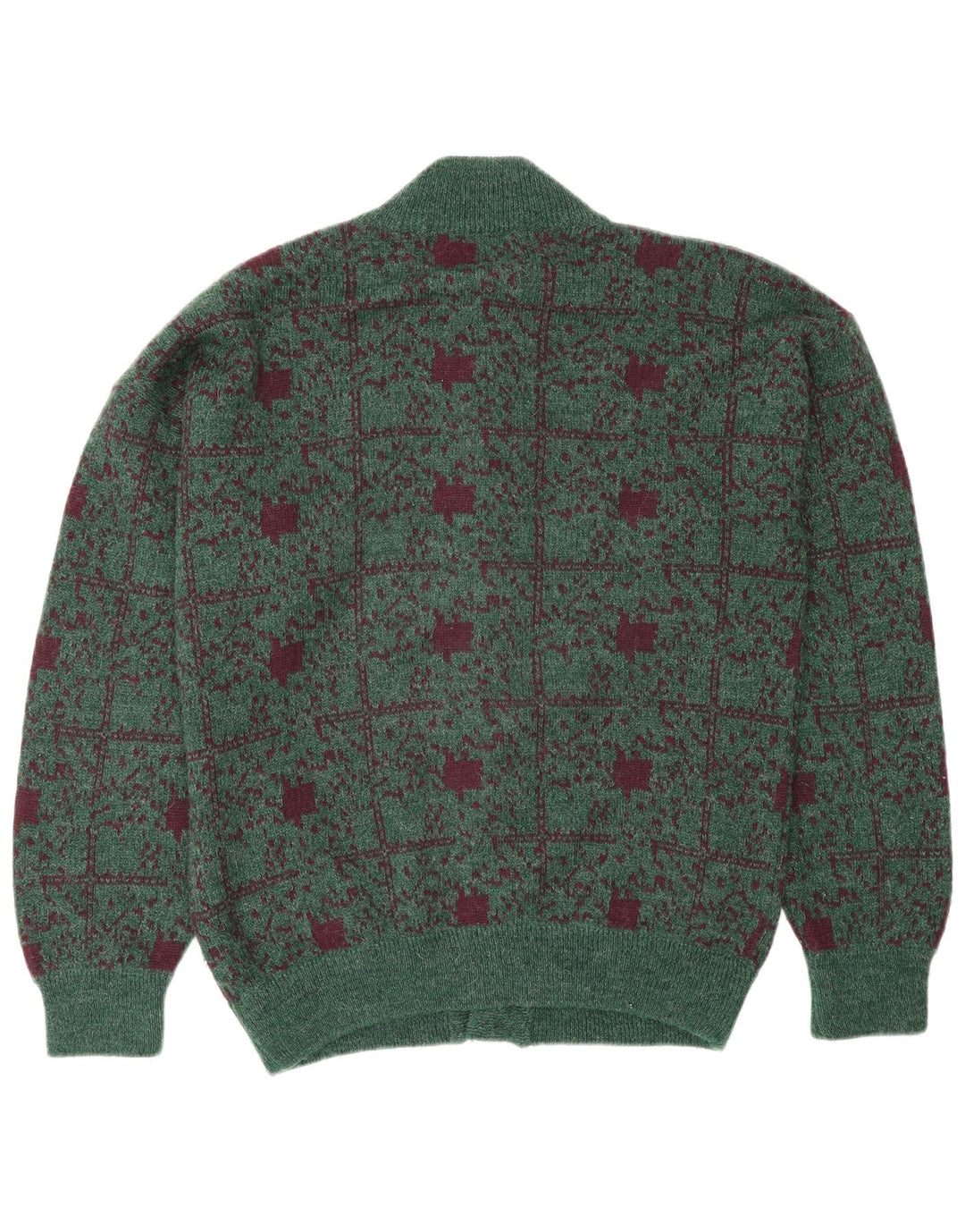 Maglione cardigan da uomo Settebello in lana a quadri verdi grandi