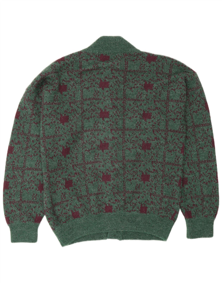 Maglione cardigan da uomo Settebello in lana a quadri verdi grandi
