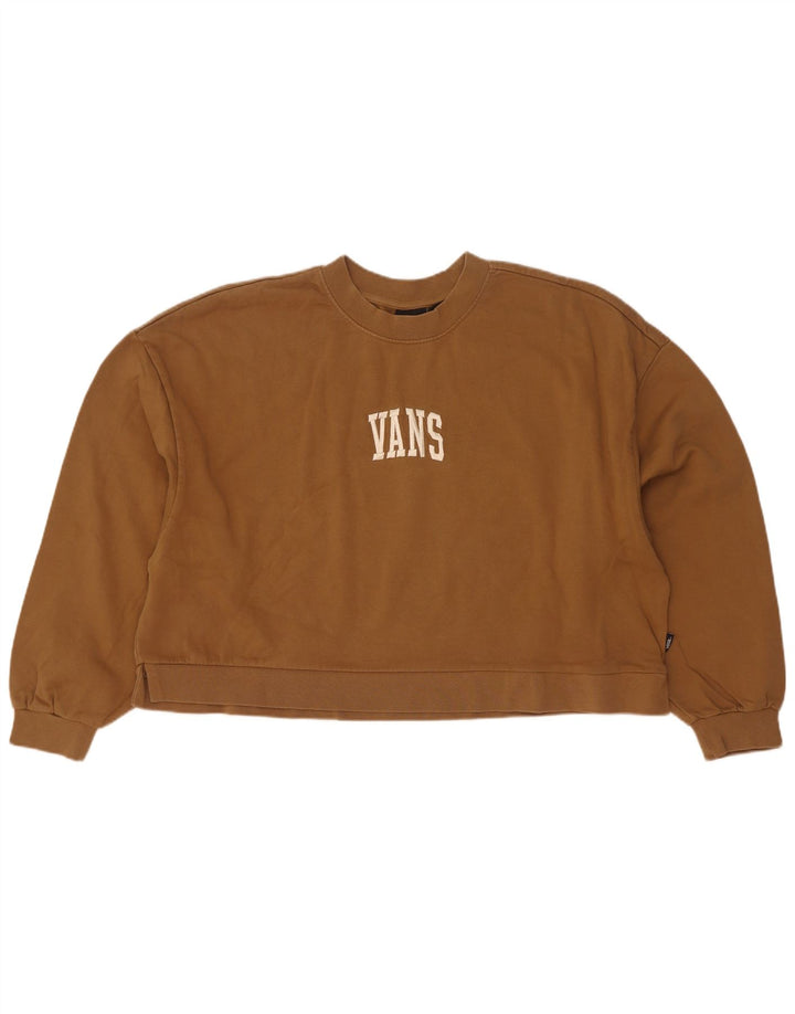 Felpa oversize con grafica da donna di Vans, maglione UK 16, grande, cotone marrone