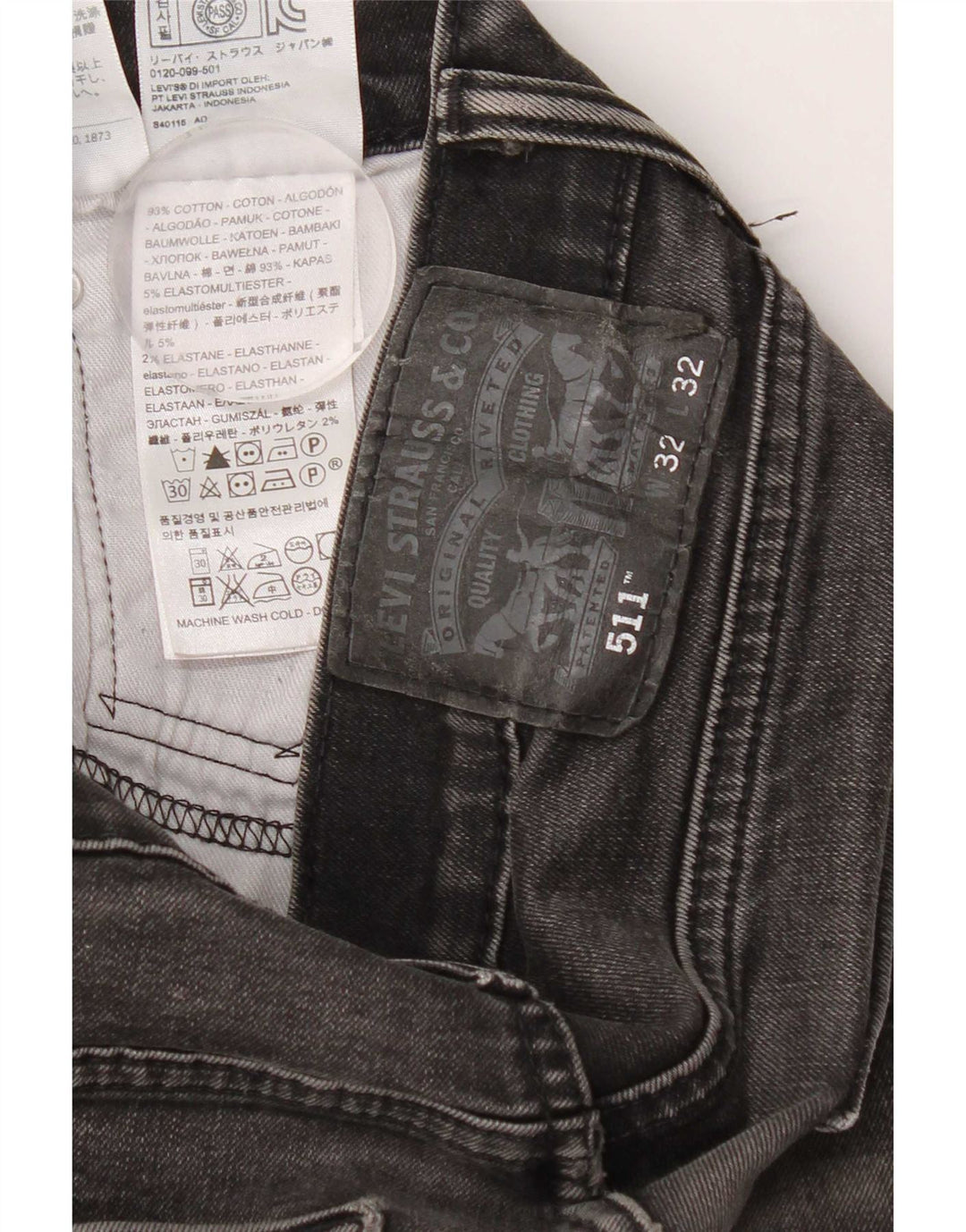 Jeans Levi's Uomo 511 Slim W32 L27 Cotone Nero
