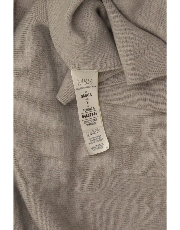 Maglione cardigan aperto lungo da donna Marks & Spencer UK 10 piccolo grigio