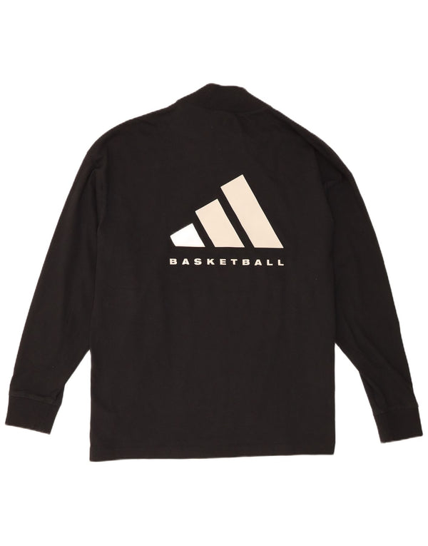 Adidas Uomo Loose Fit Graphic Top Manica Lunga Piccolo Cotone Nero