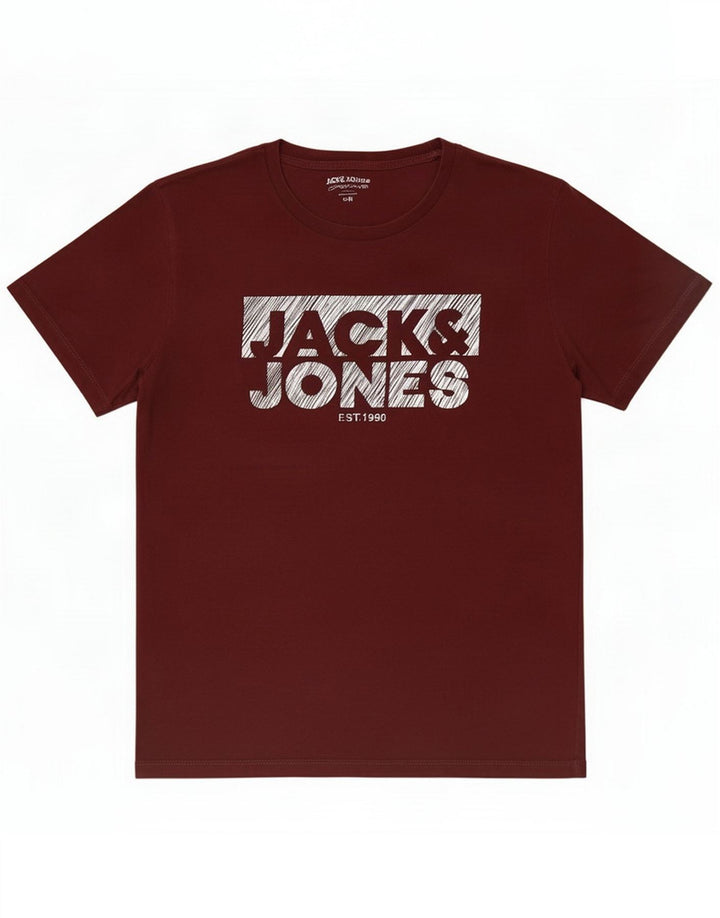 Jack & Jones T-shirt grafica da uomo Top medio in cotone marrone