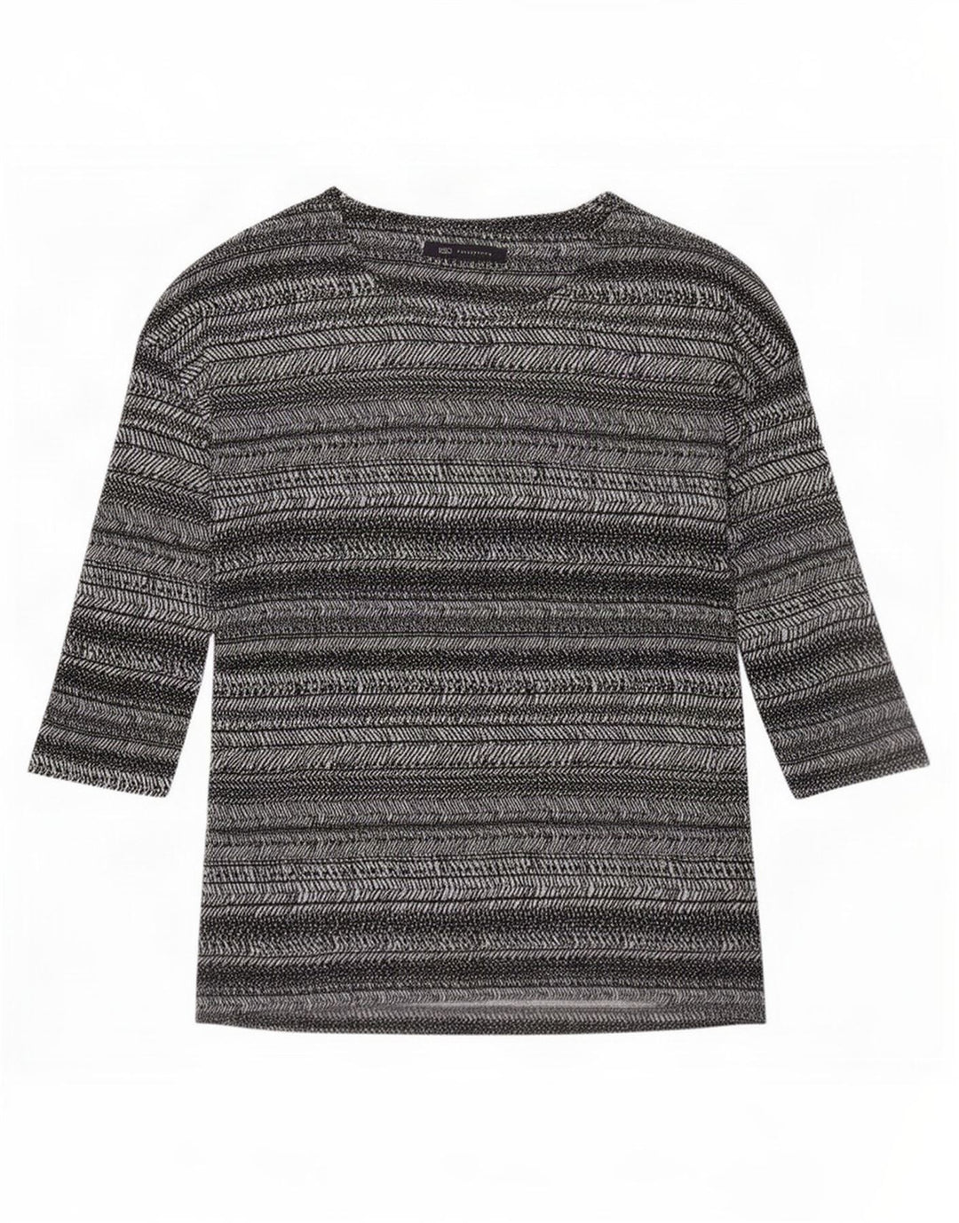 Marks & Spencer Top da donna manica 3/4 UK 8 piccolo a righe bianco sporco
