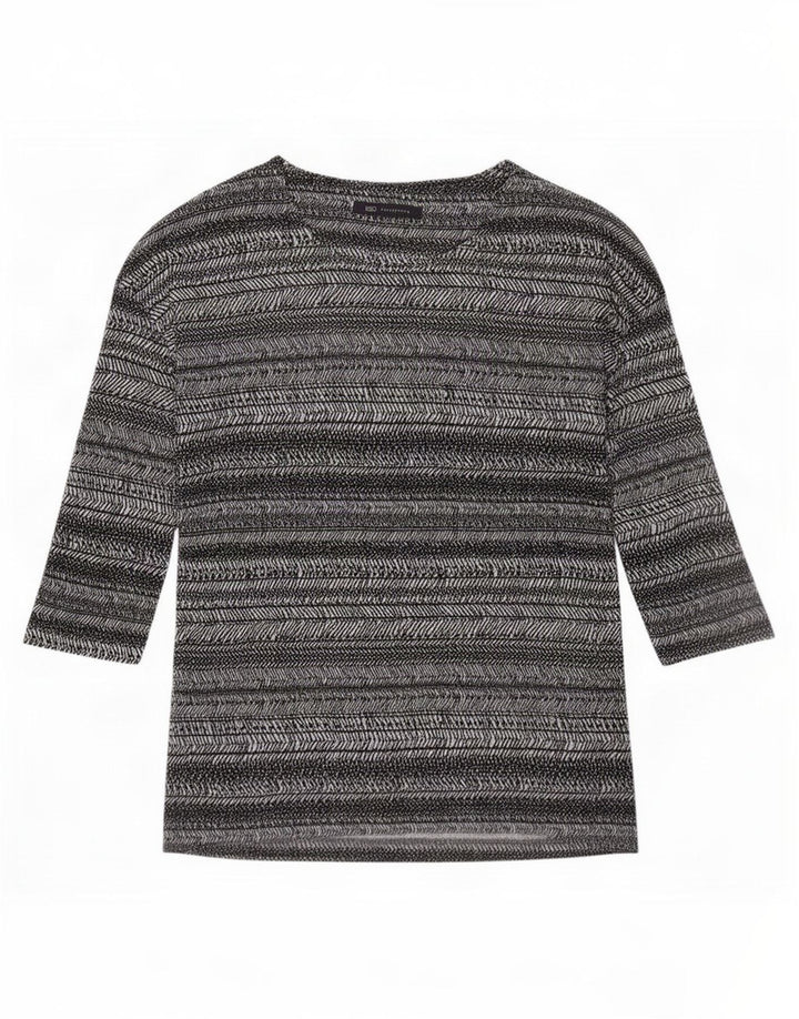 Marks & Spencer Top da donna manica 3/4 UK 8 piccolo a righe bianco sporco