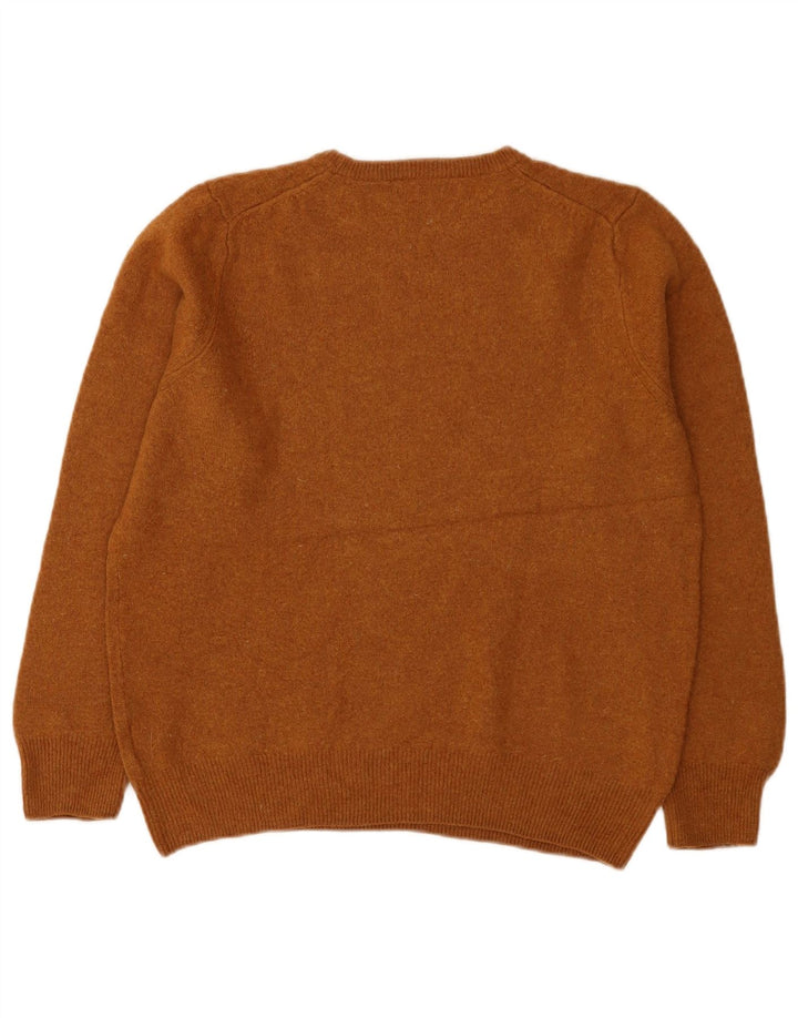 Maglione maglione girocollo da donna Marks & Spencer UK 14 Lana d'agnello marrone grande