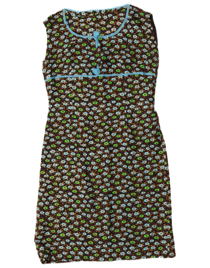 Set da 2 pezzi con maniche a 3/4 da donna VINTAGE UK 14 medio nero floreale