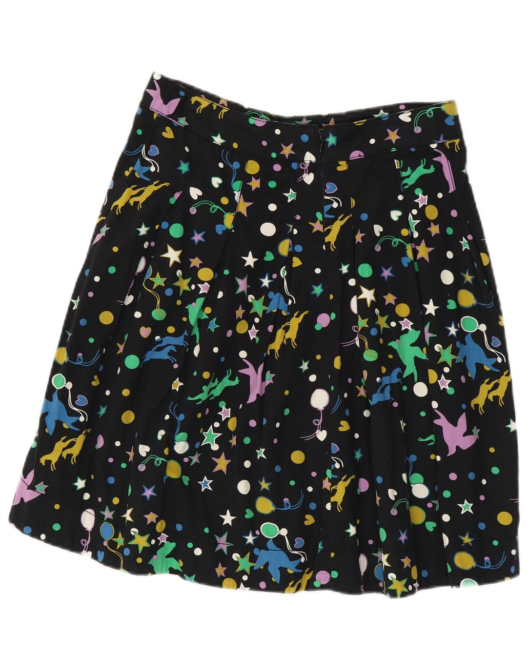 Gonna a pieghe vintage da donna W28 media nera maculata