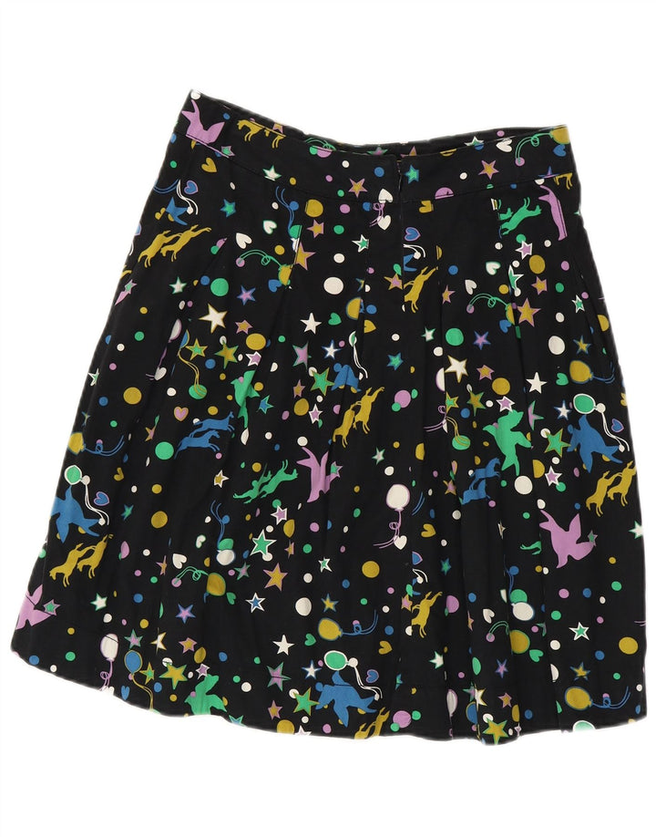 Gonna a pieghe vintage da donna W28 media nera maculata