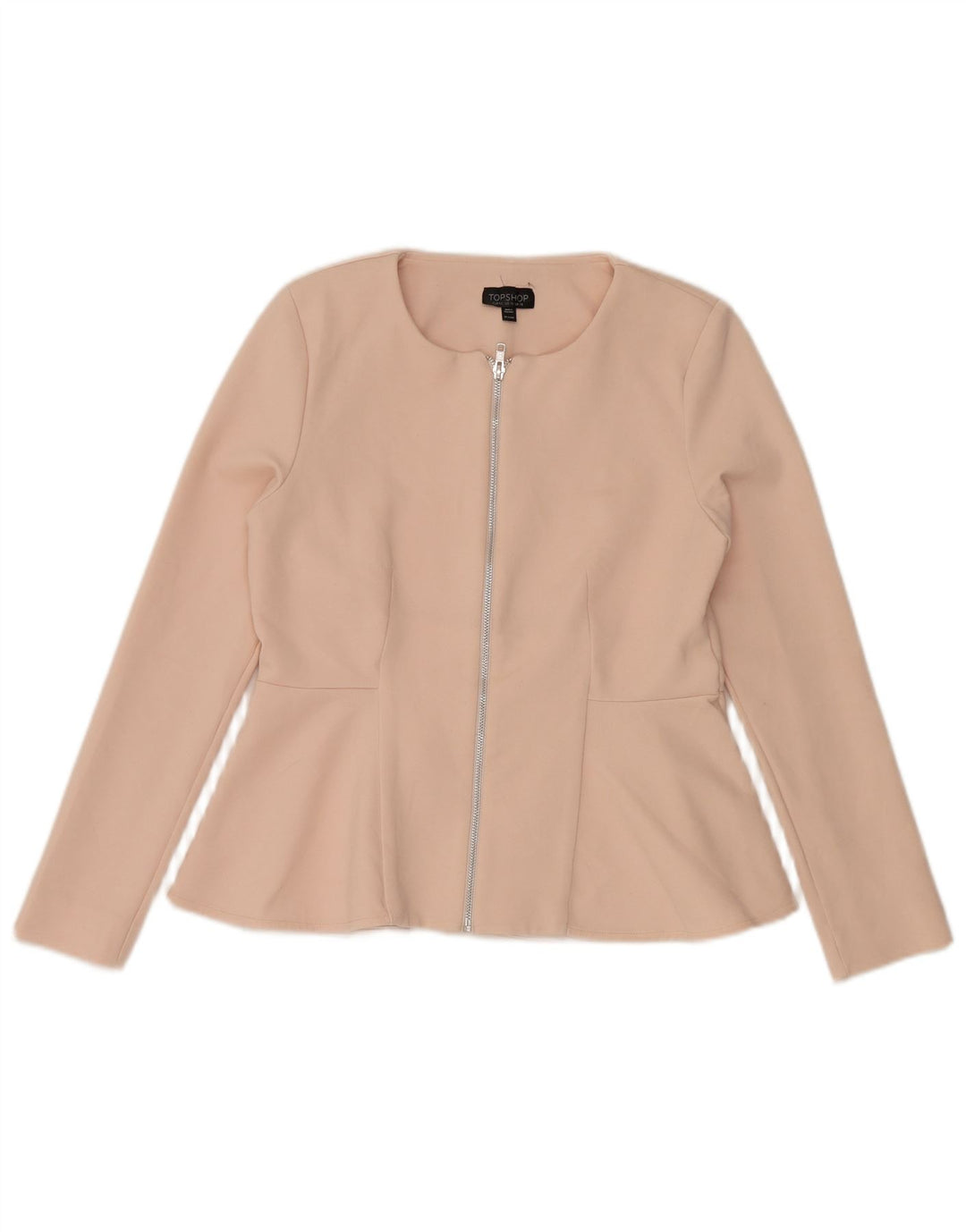 Giacca blazer da donna con zip intera Topshop UK 14 grande poliestere rosa
