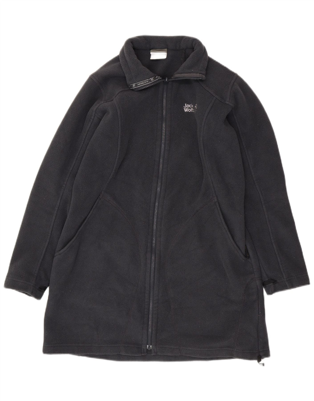 JACK WOLFSKIN Cappotto giacca a vento in pile da donna UK 16 Large Blu Navy