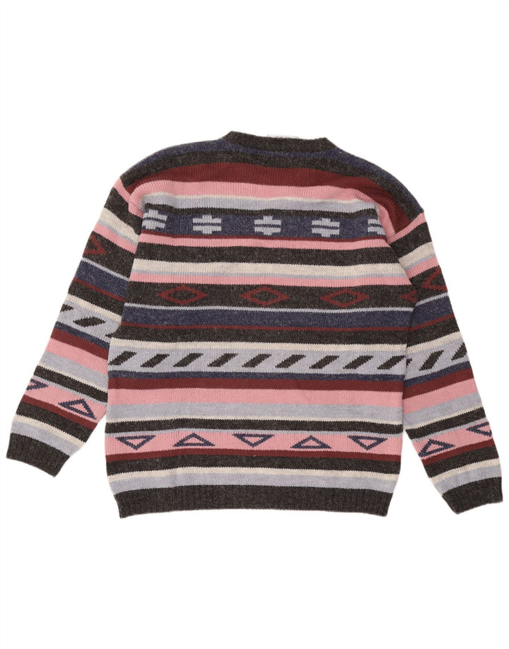 MULTIBLU Maglione girocollo da donna UK 18 XL Azteco multicolore