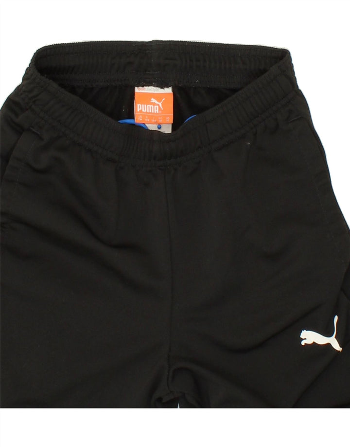 PUMA Boys Tracksuit Trousers Joggers 9-10 Years Medium Black Polyester Vintage Puma and Second-Hand Puma from Messina Hembry 