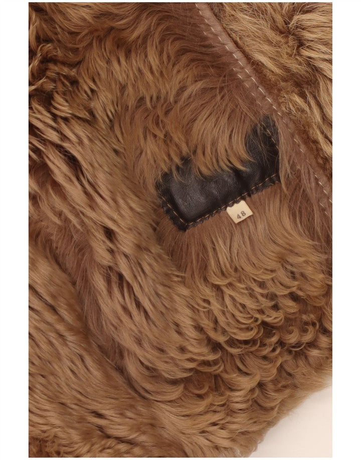 Cappotto vintage in shearling da donna IT 48 XL Beige