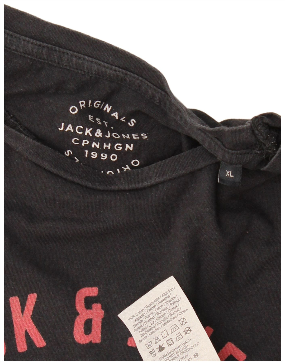 JACK & JONES T-shirt con grafica originale da uomo XL XL in cotone nero