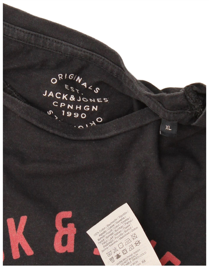 JACK & JONES T-shirt con grafica originale da uomo XL XL in cotone nero