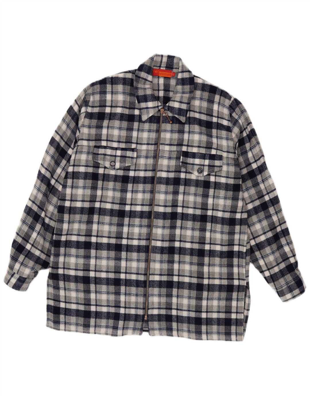 Camicia in flanella da donna Fritzi dalla vestibilità rilassata UK 14 medio blu navy a quadri