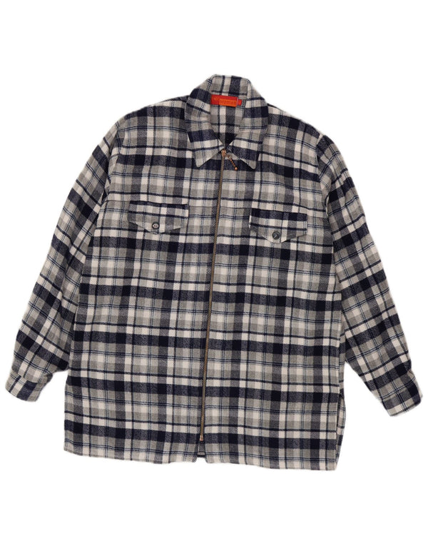 Camicia in flanella da donna Fritzi dalla vestibilità rilassata UK 14 medio blu navy a quadri