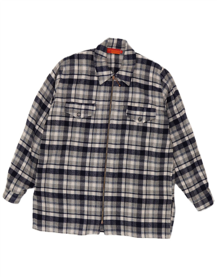 Camicia in flanella da donna Fritzi dalla vestibilità rilassata UK 14 medio blu navy a quadri