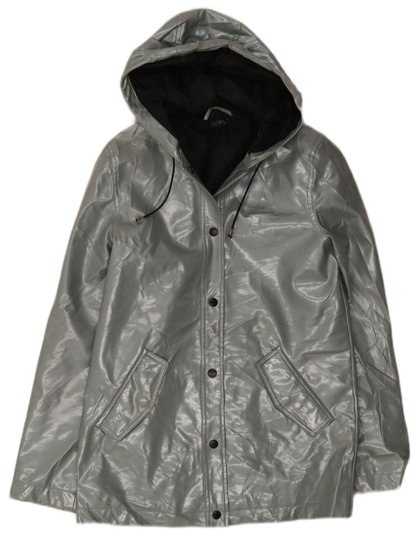 Topshop Giacca antipioggia da donna con cappuccio UK 8 Small Grigio Poliestere