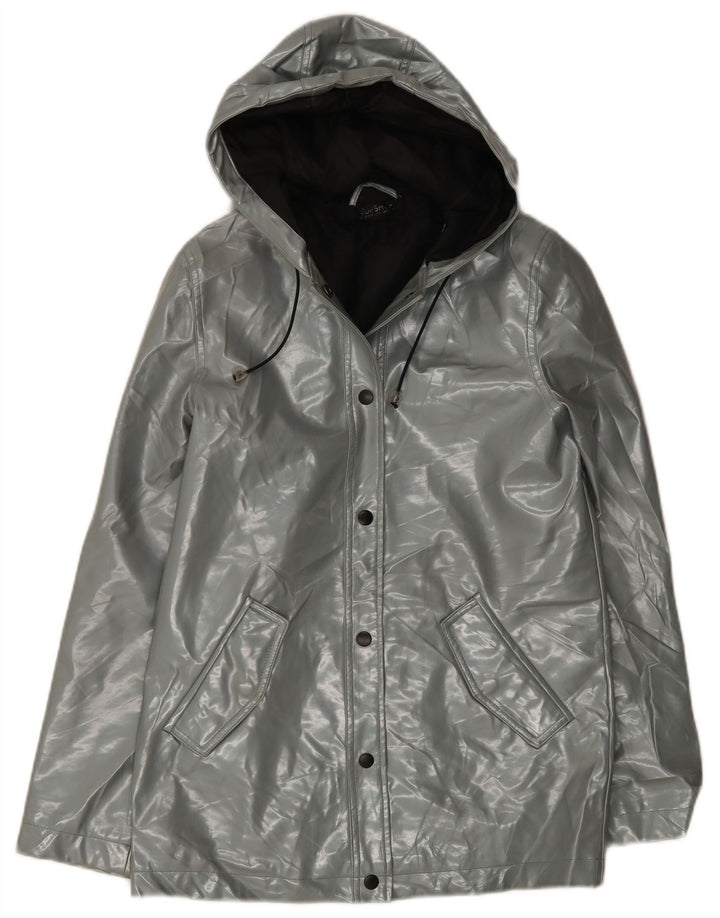 Topshop Giacca antipioggia da donna con cappuccio UK 8 Small Grigio Poliestere