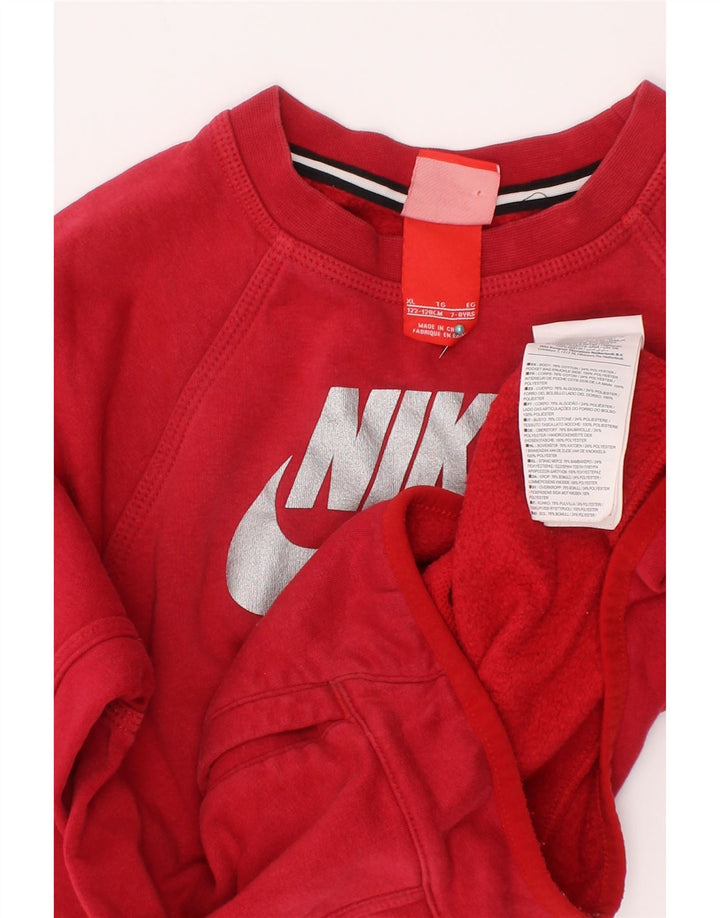 Felpa grafica Nike da bambino, 7-8 anni, XL, cotone rosso