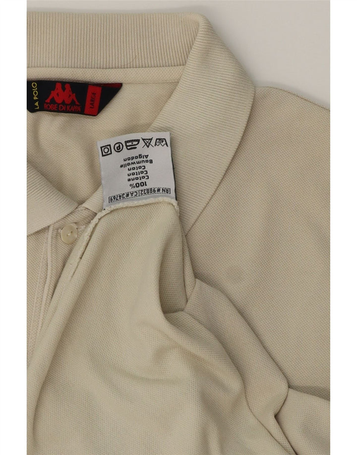 Polo Kappa da uomo grande in cotone bianco sporco