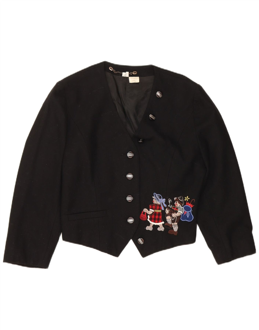 Giacca bolero vintage con maniche a 3/4 e grafica corta da donna EU 38 media nera