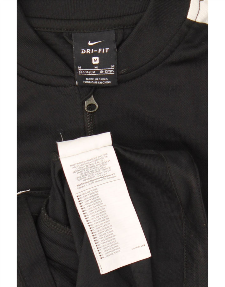 Giacca superiore della tuta Nike da ragazzo Dri Fit 10-11 anni, blocco colore nero medio