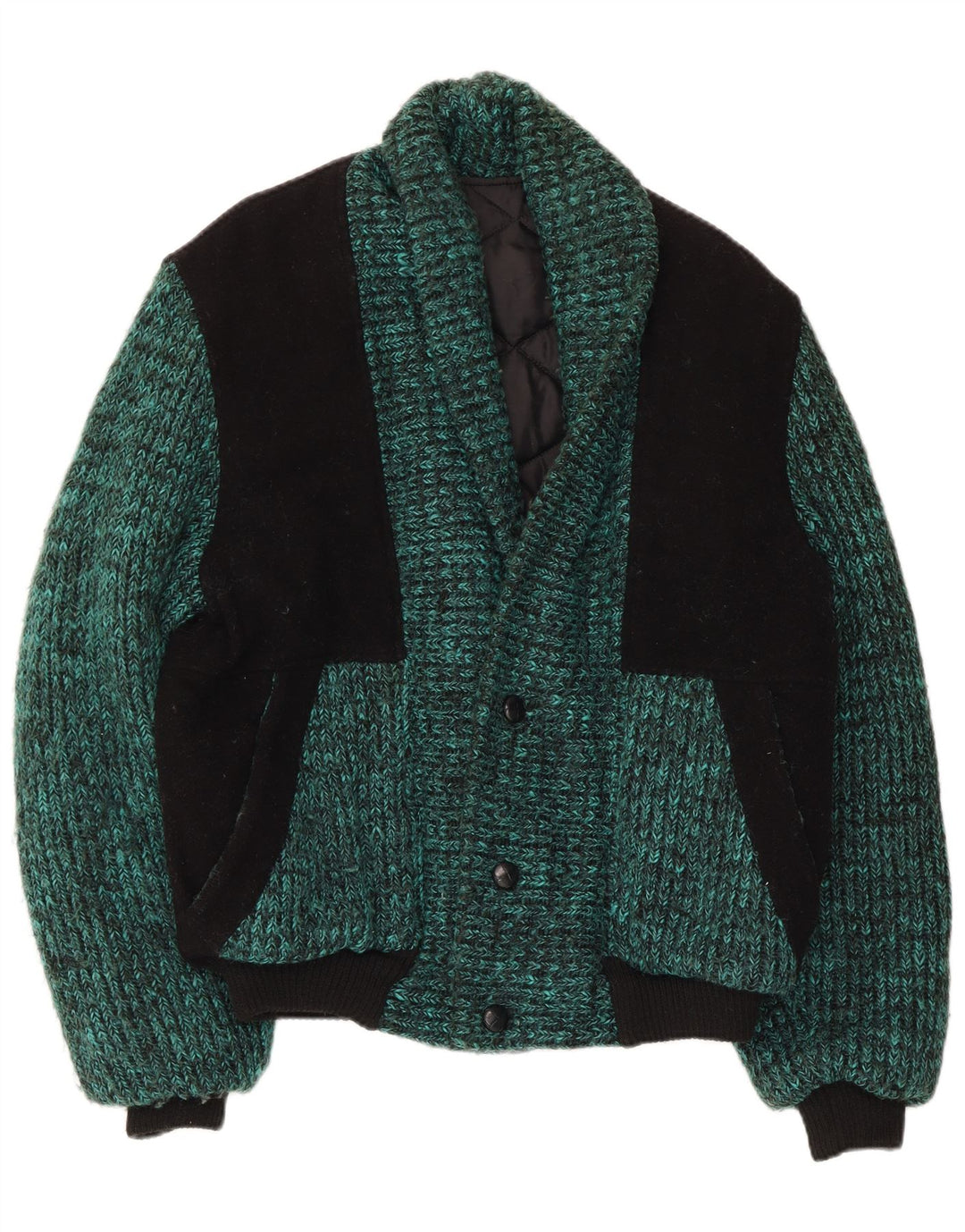 Giubbotto bomber in maglia da uomo vintage UK 38 color block verde medio