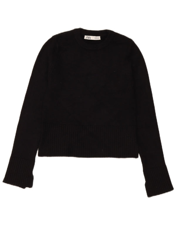 Maglione corto girocollo da donna Zara UK 6 XS Nero