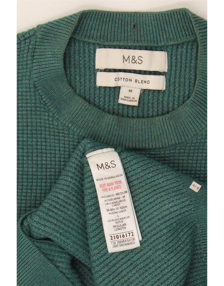 Maglione maglione girocollo da uomo Marks & Spencer verde medio poliestere