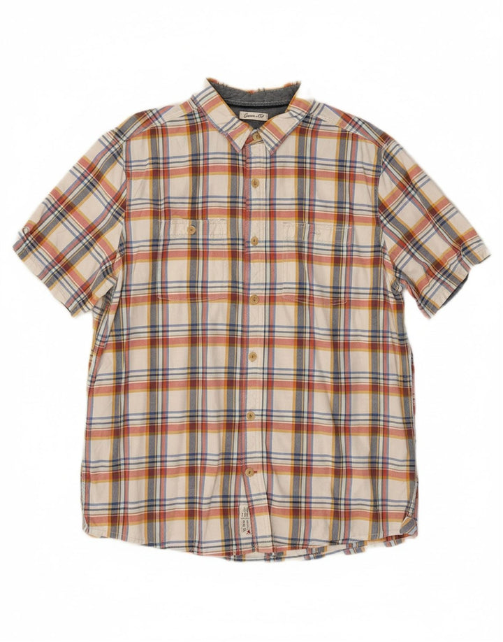 FAT FACE Mens Classic Fit Short Sleeve Shirt Large Multicoloured Check