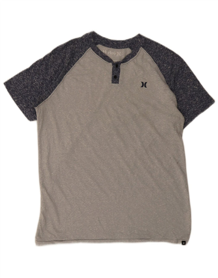 T-shirt Hurley da uomo dalla vestibilità premium, in poliestere color block grigio medio