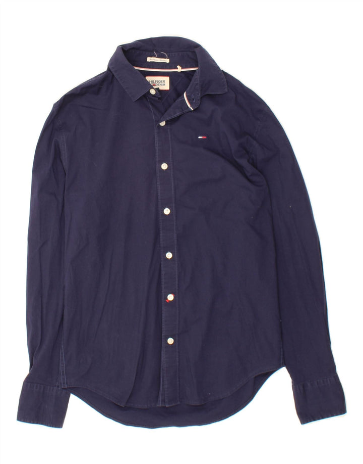 TOMMY HILFIGER Mens Shirt Small Navy Blue Cotton Vintage Tommy Hilfiger and Second-Hand Tommy Hilfiger from Messina Hembry 