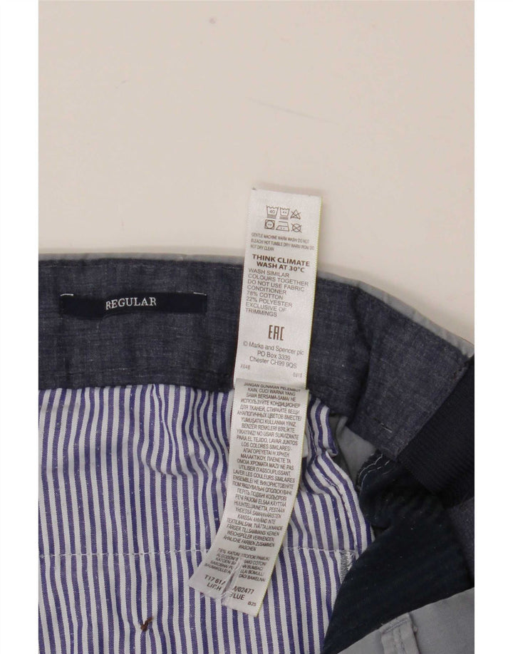 Pantaloni da abito regolari dritti da uomo Marks & Spencer W34 L29 cotone blu