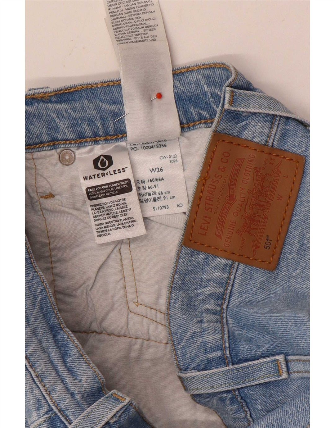 Pantaloncini di jeans Levi's 501 da donna W26 piccoli in cotone blu