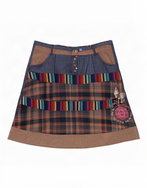 Desigual Gonna in denim grafico da donna 3XL W42 a quadri multicolore